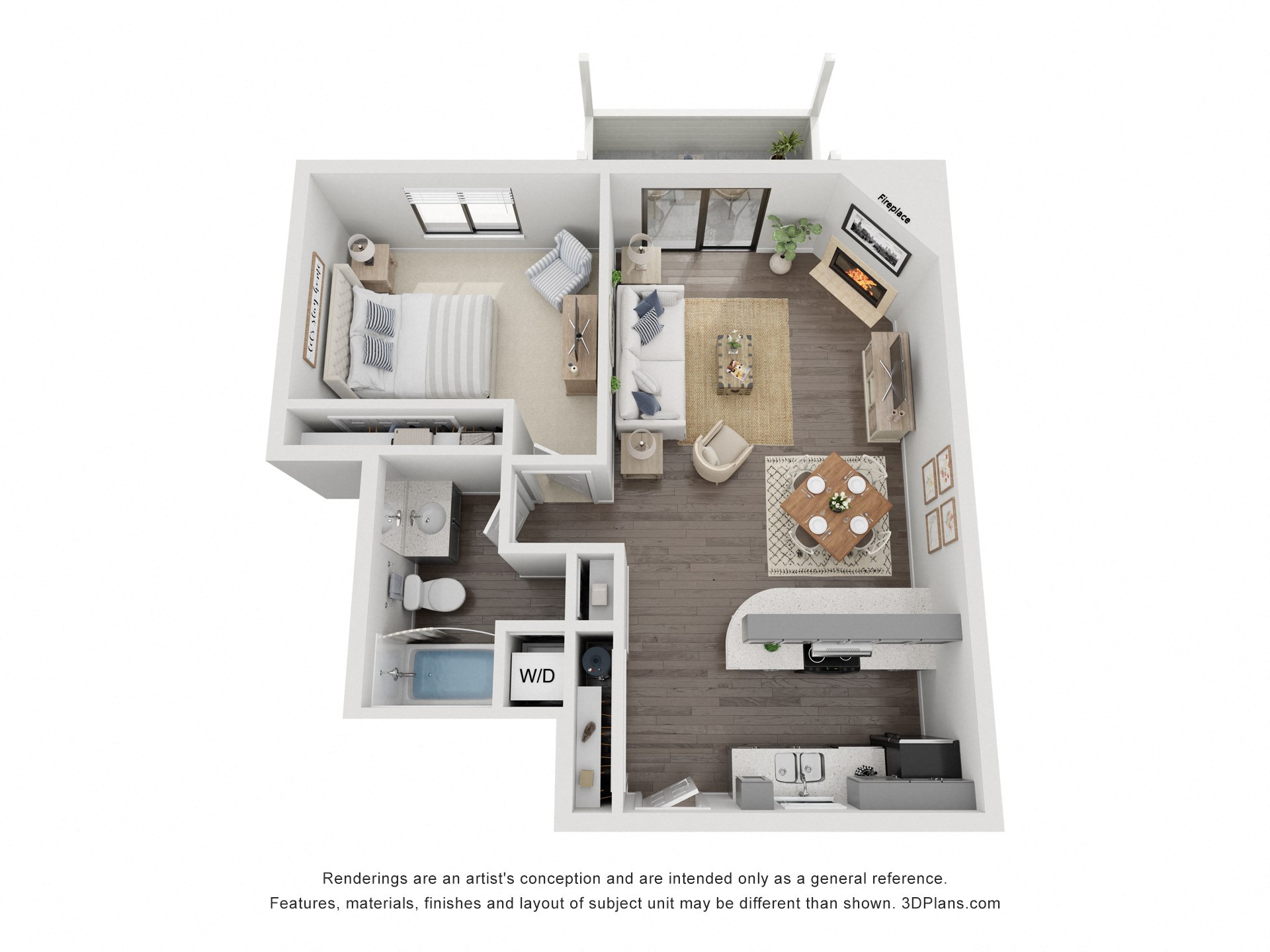 Peaks on Pines 1x1 Floor Plan